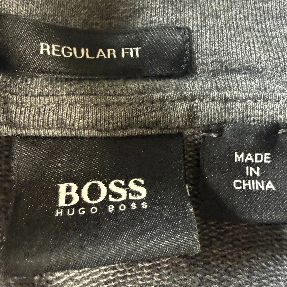 Hugo Boss Full Zip Jacket Mens L‎ Grey Black Mixed Media Quilted Regular Fit